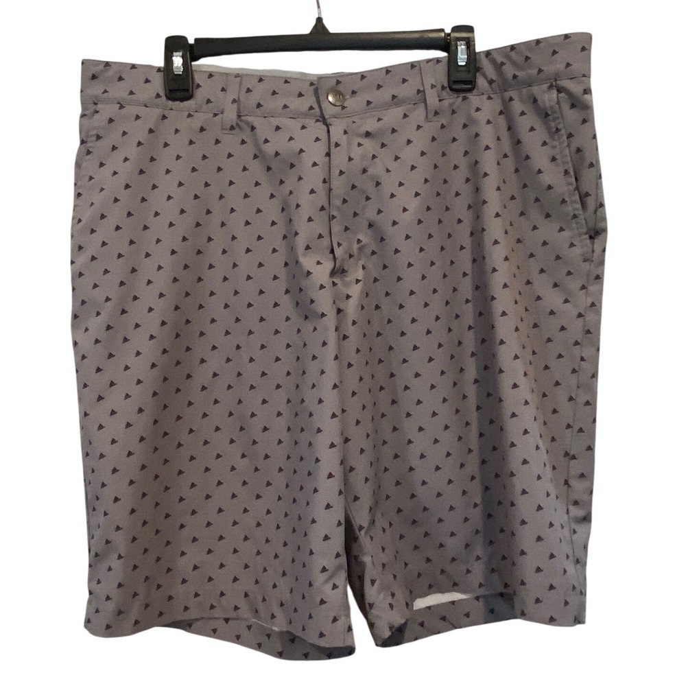 Adidas Golf Shorts Mens 38 Grey All Over Logo‎ Print Performance Activewear